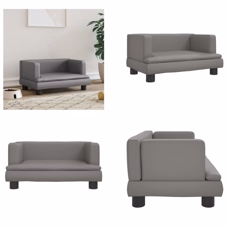 vidaXL Letto grigio per cani 60x40x30 cm in Pelle finta - letto per cani - letti per cani - divano per cani - divano per animali domestici