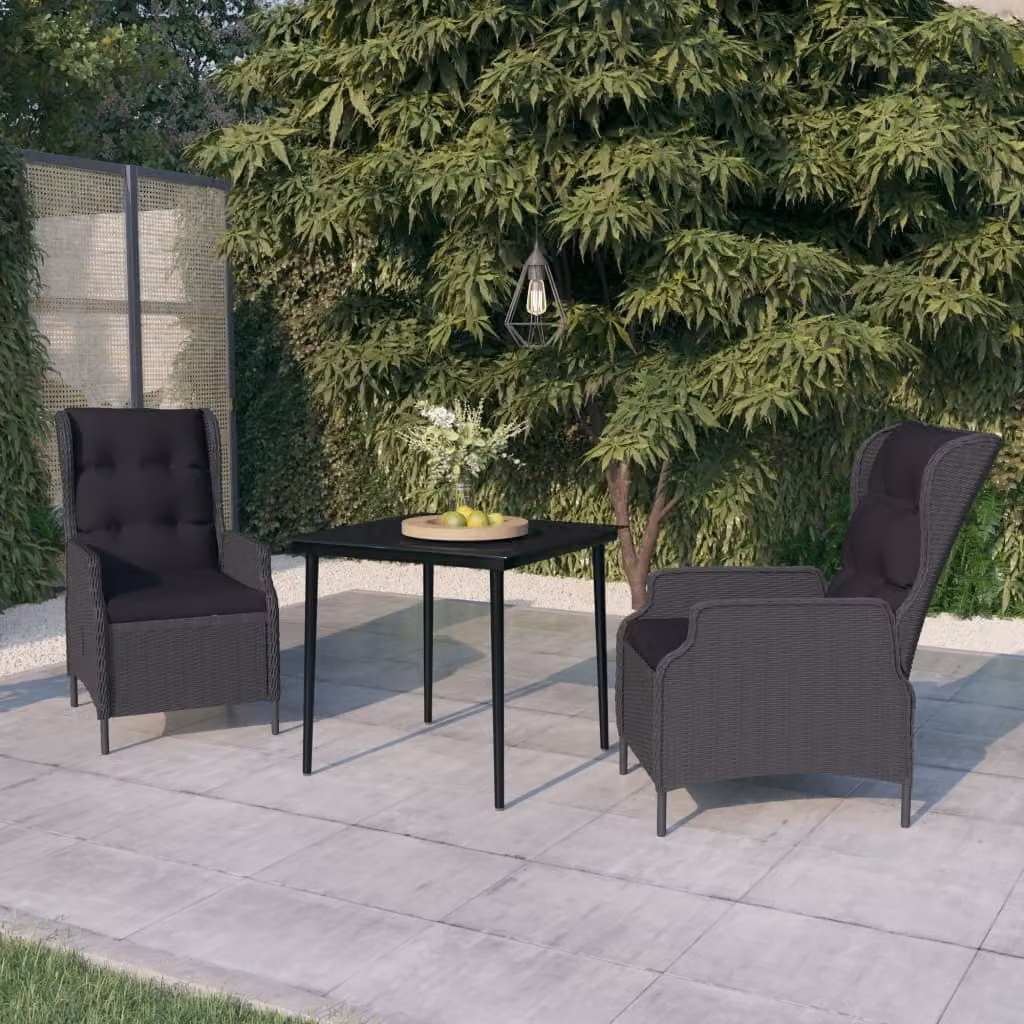 Maison Exclusive - Set da pranzo da giardino a 3 pezzi, grigio scuro