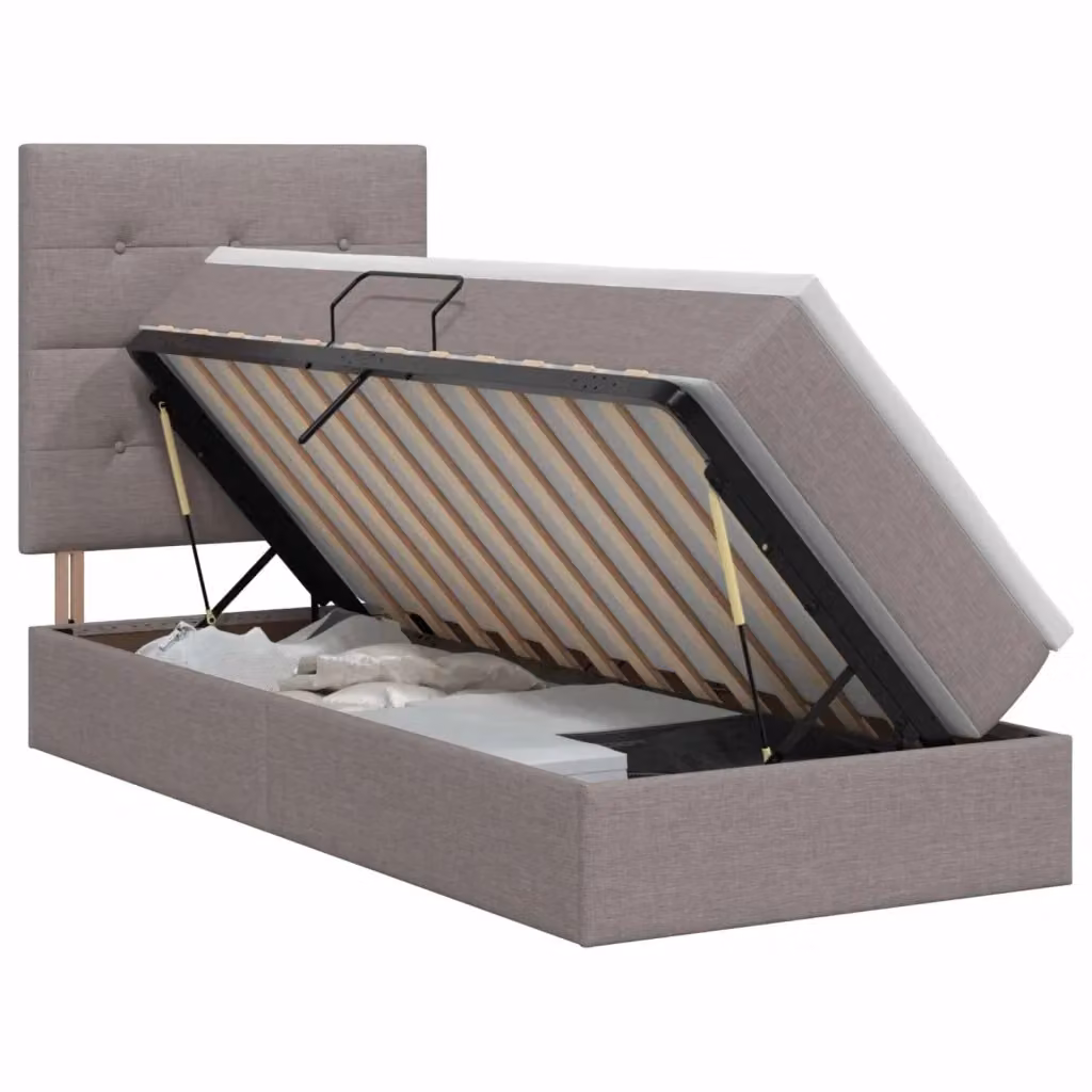 Letto con contenitore moderno vidaXL in tessuto beige e grigio L: 90 cm, P: 200 cm, H: 140 cm – 2