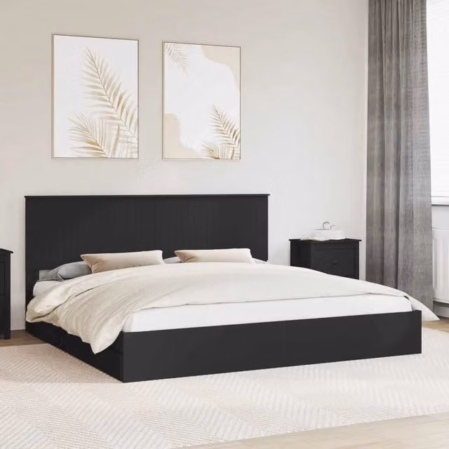 Letto con Contenitore Nero 200 x 200 cm Legno ingegnerizzato 3411174