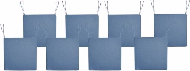 Set di 8 cuscini per sedie da giardino in tessuto di poliestere blu resistente ai raggi UV