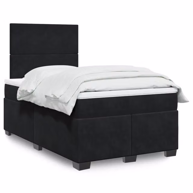 Giroletto a Molle con Materasso Nero 120x190 cm in Velluto 3293154