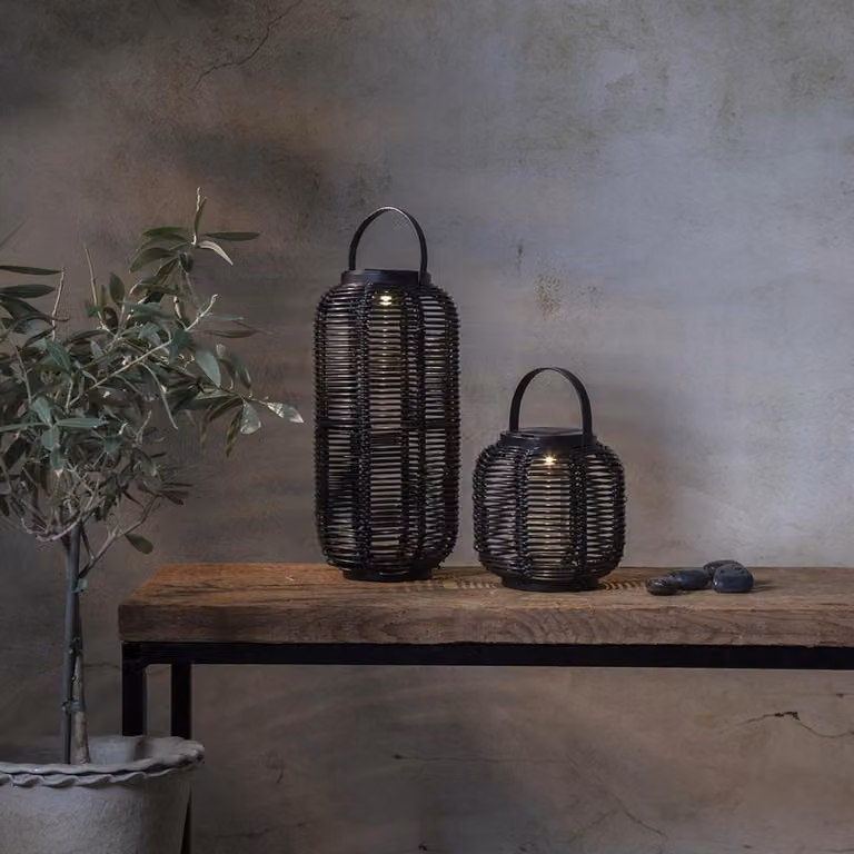 LED Solar-Laterne Runda, 15 x 30 cm, nero, esterno