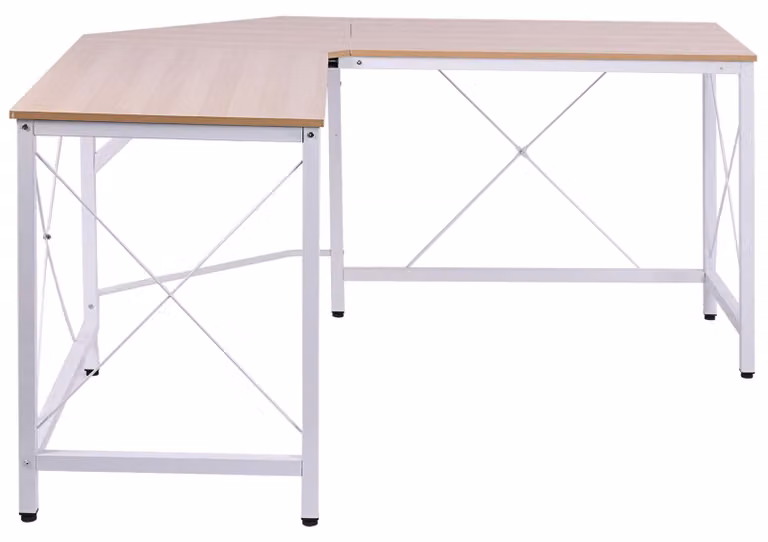 Scrivania ad angolo a forma di L - 150x150x76 cm - MDF naturale - Arredamento per ufficio domestico - Scrivania per l'area di lavoro
