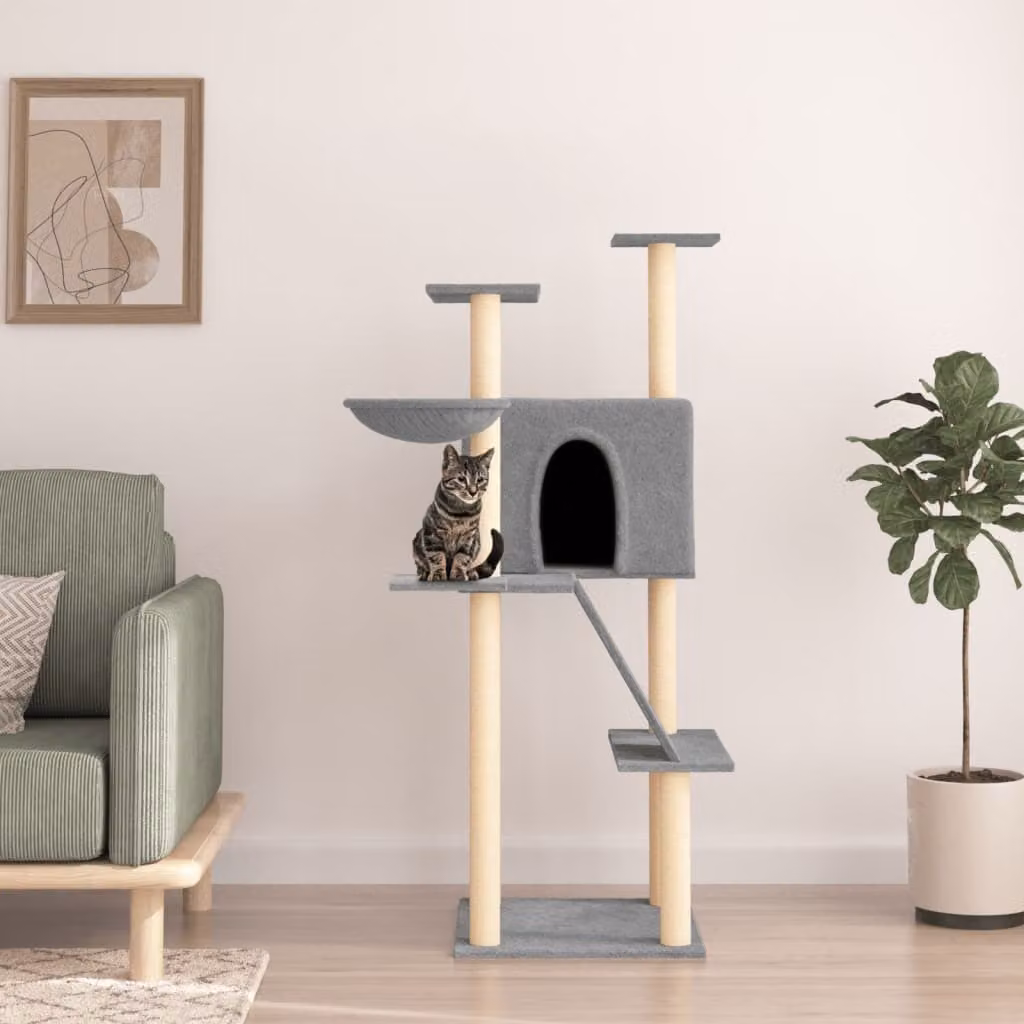 The Living Store Graffiatoio in sisal Grigio chiaro 143 cm