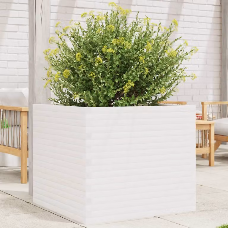 Fioriera da giardino vidaXL in legno di pino bianco L 80 x P 80 x H 68,5 cm
