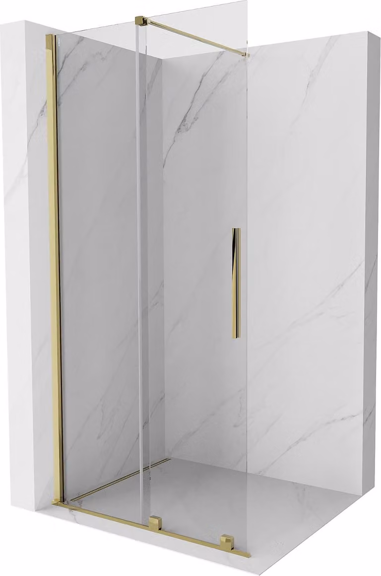 Mexen Velar Parete doccia scorrevole Walk-in 85 x 200 cm, trasparente 8 mm, oro - 871-085-000-03-50