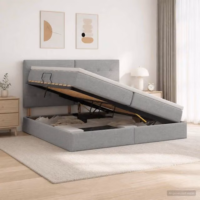 Letto con contenitore e materasso vidaXL Grigio, L/P/H: 200 x 200 x 128 cm