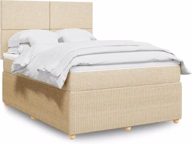 Giroletto a Molle con Materasso Crema 140x19 cm in Tessuto 3294349