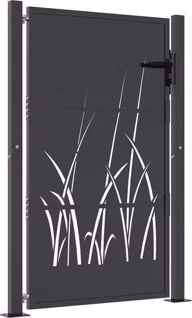 Cancello da giardino-Porta da giardino antracite 105x130 cm in acciaio design erba