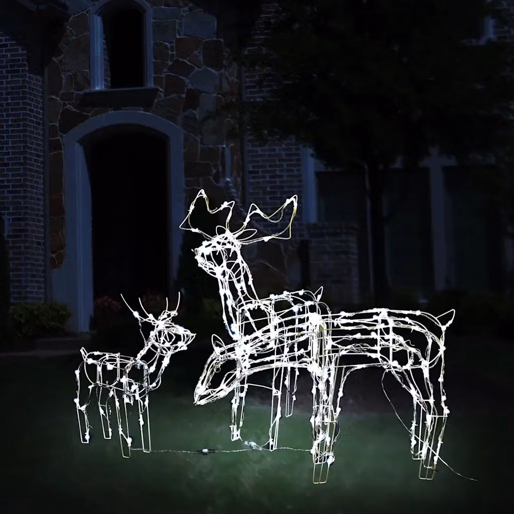 Set di 3 decorazioni natalizie a forma di renna con 229 LED bianchi caldi CFW3281880 – 2