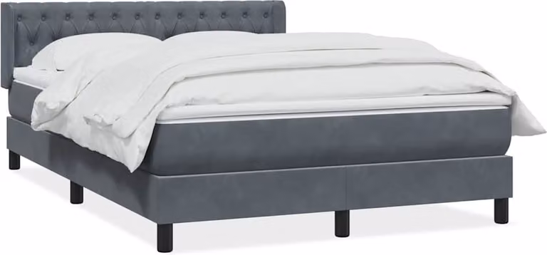 Giroletto a Molle con Materasso Grigio Scuro 160x210 cm Velluto
