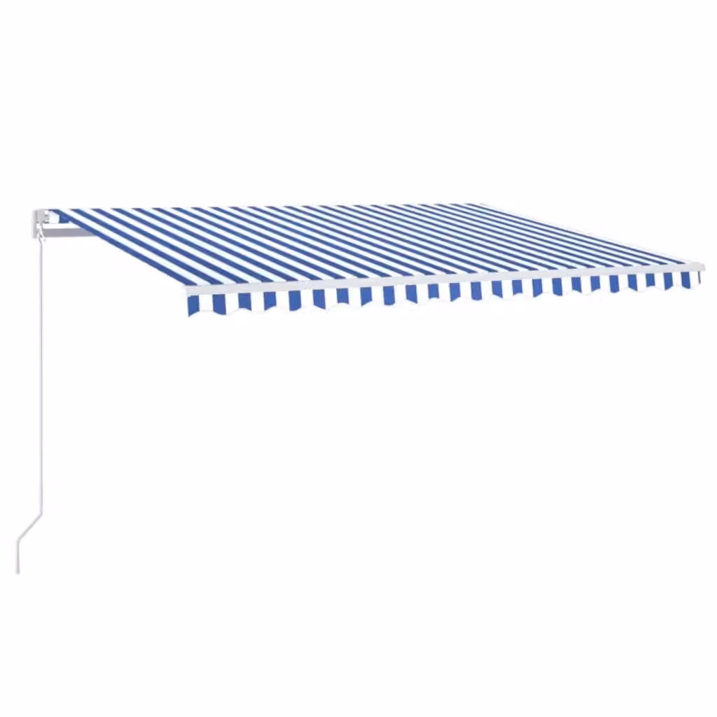 Tenda da sole retrattile manuale vidaXL in alluminio e poliestere, Blu e Bianca, L: 400 cm, P: 350 cm – 2