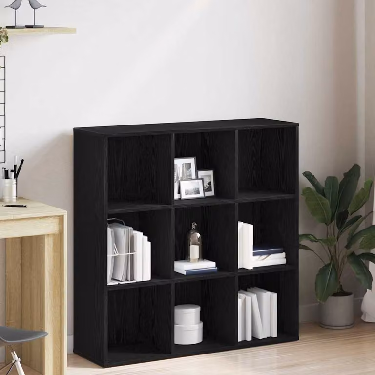 Libreria mobile vidaXL Rovere Nero in legno multistrato, L: 98 cm, P: 29 cm, H: 97,5 cm