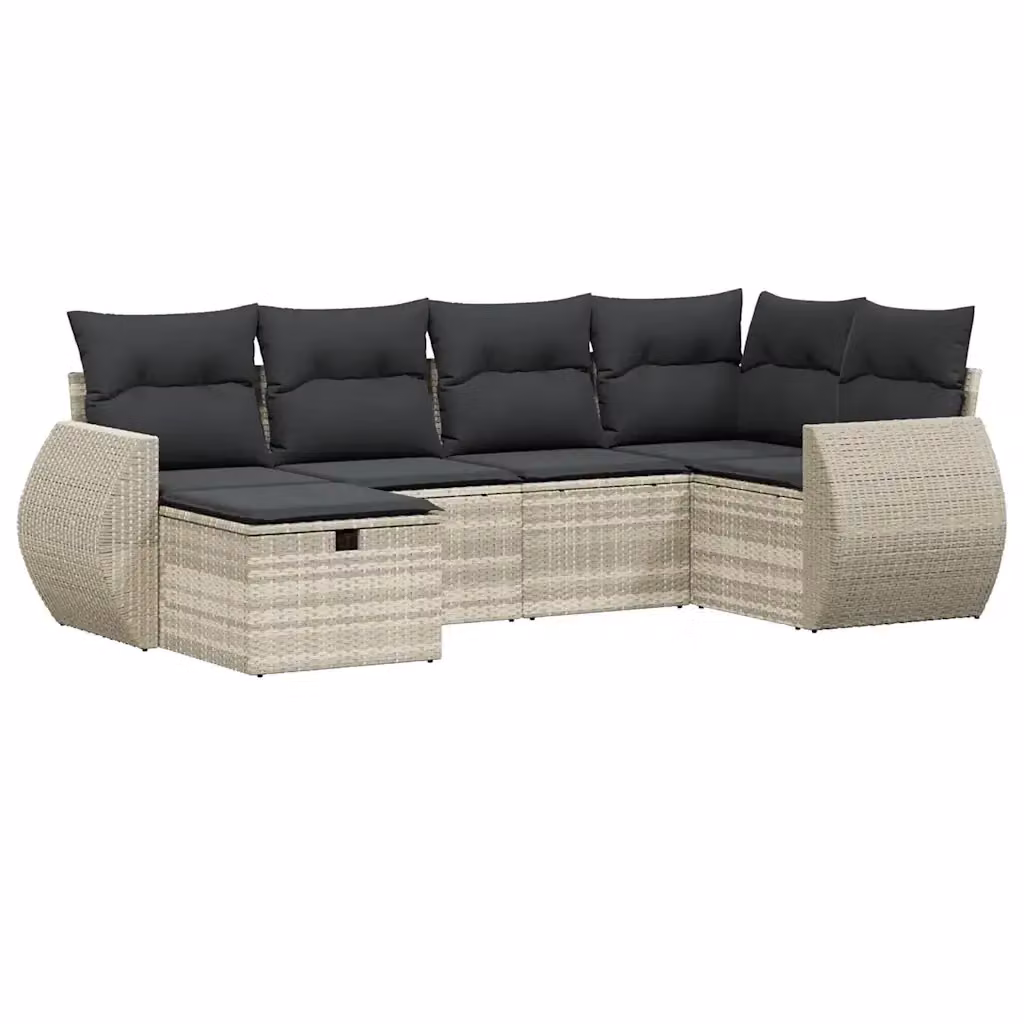 vidaXL Set Divano da Giardino a L 6pz con Cuscini Grigio Moderno in Polyrattan e Acciaio – 2