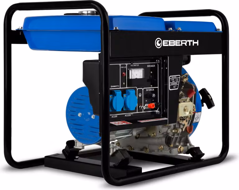 Generatore di emergenza diesel EBERTH da 2000 watt, gruppo elettrogeno con motore diesel da 3,8 CV, 4 tempi, 2x 230V, 1x 12V, regolatore di tensione automatico AVR