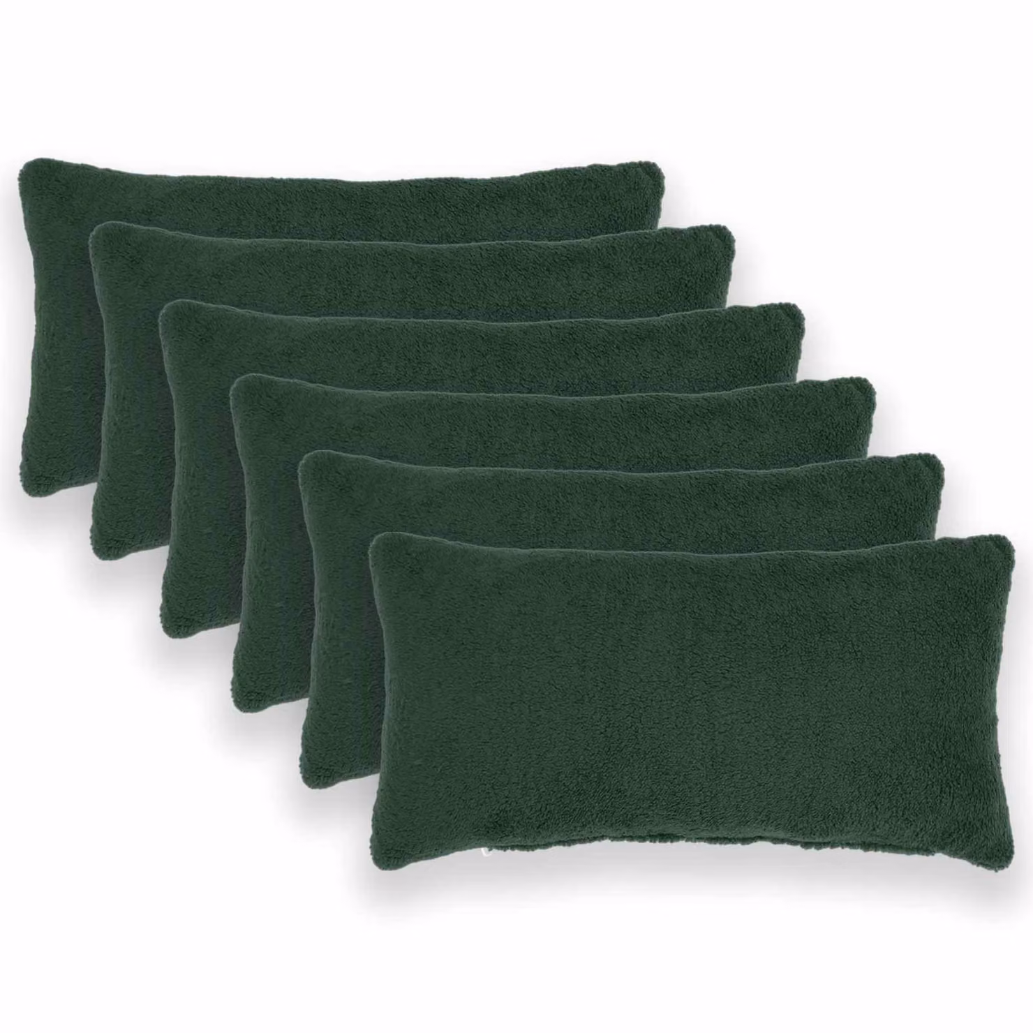 Set di 6 federe vidaXL HEERLEN in tessuto bouclé verde scuro, L 80 cm x P 40 cm