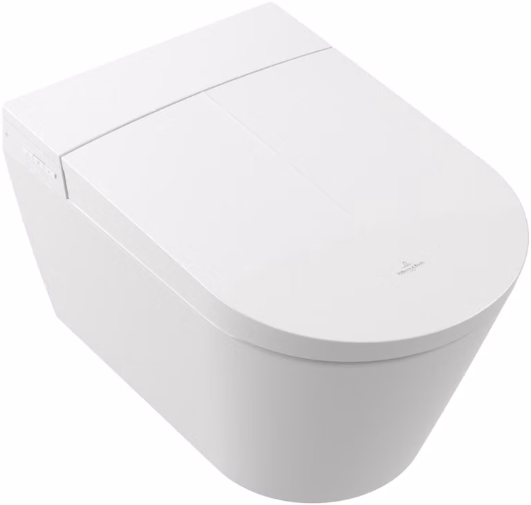 Villeroy & Boch ViClean WC douche avec siège de WC, ovale, suspendu, sans bord de chasse, 400x430x600mm, blanc Alpin CeramicPlus, V22EM101, V22EM101