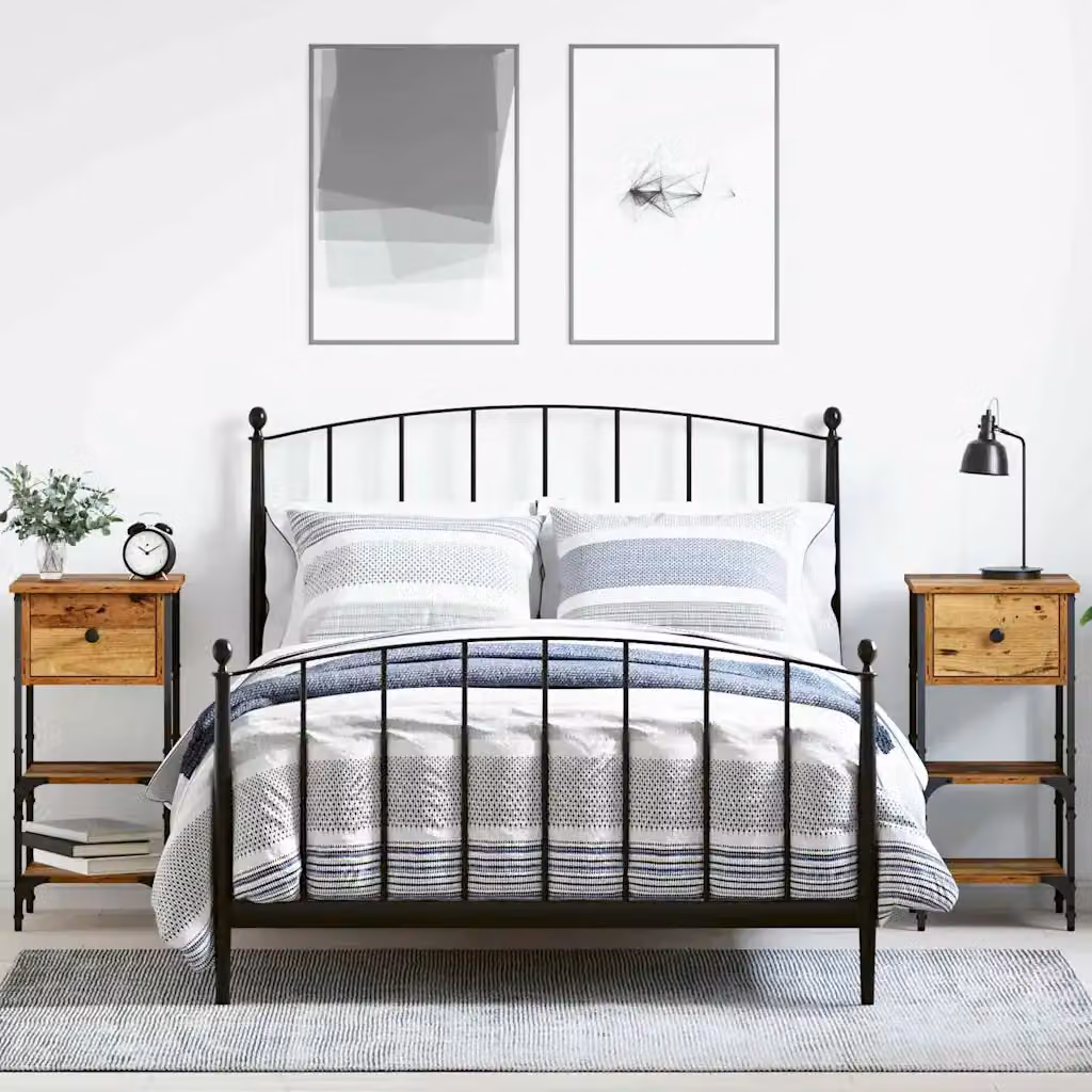 Set di 2 armadi da notte moderni vidaXL in marrone e nero, L/P/H: 33,5 x 36 x 70 cm
