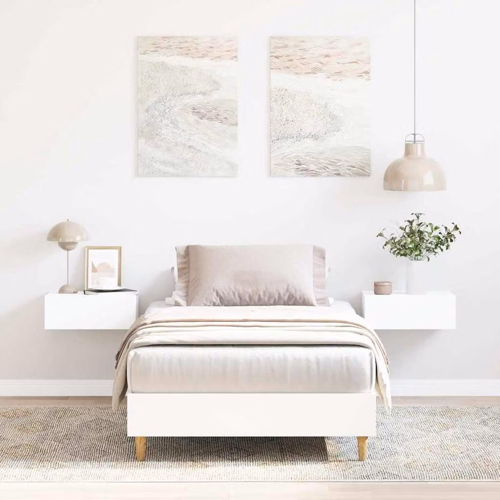 vidaXL Giroletto in legno multistrato e MDF bianco con doghe in legno, 90x190 cm