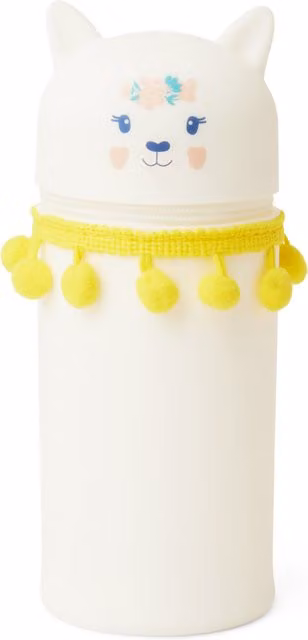 Astuccio porta penne a forma di gatto in silicone bianco con zip dmail