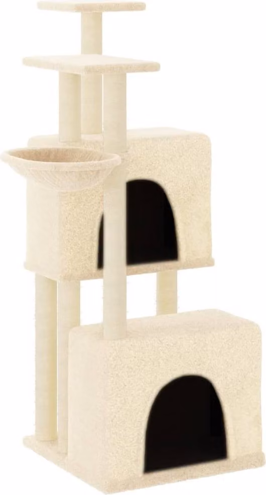 Albero per Gatti con Tiragraffi in Sisal Crema 122 cm