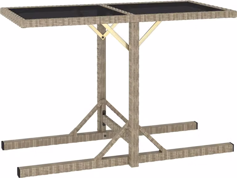 The Living Store tavolo da giardino beige 110×53×72 cm in vetro e poly rattan