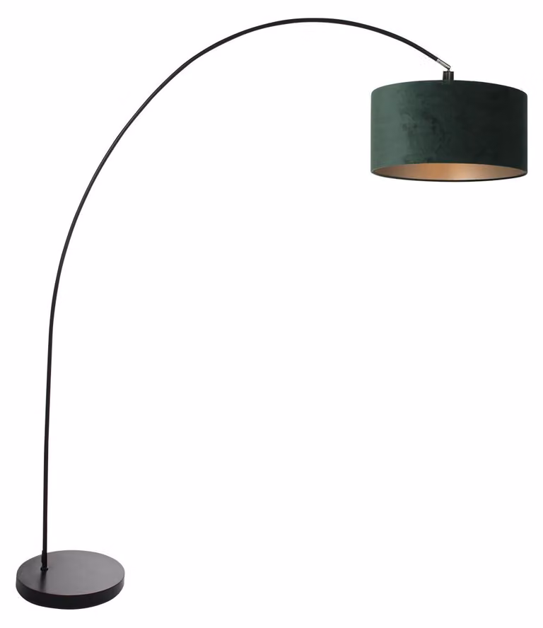 Lampada da terra - nero - Solva - metallo tessile - lampada ad arco - E27 - 3899ZW - Mexlite