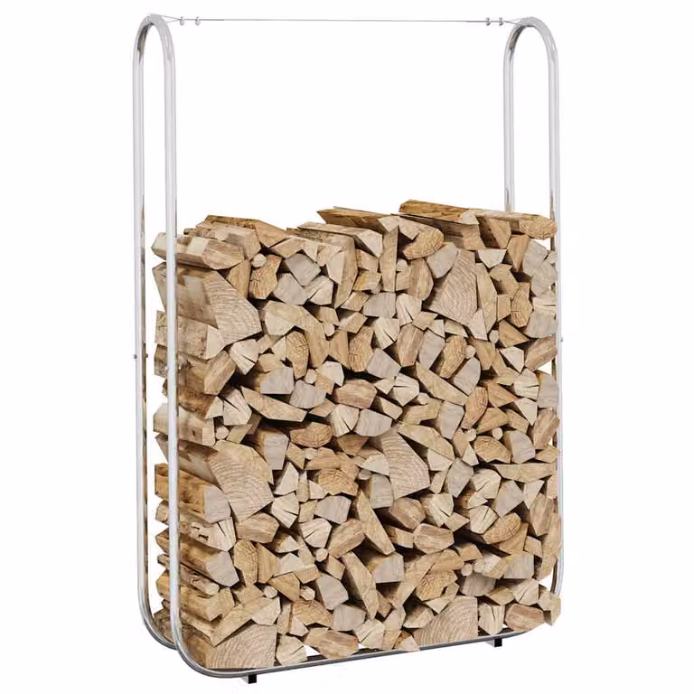 Rastrelliera per legna vidaXL in acciaio zincato color argento, H 150 x L 100 x P 25 cm