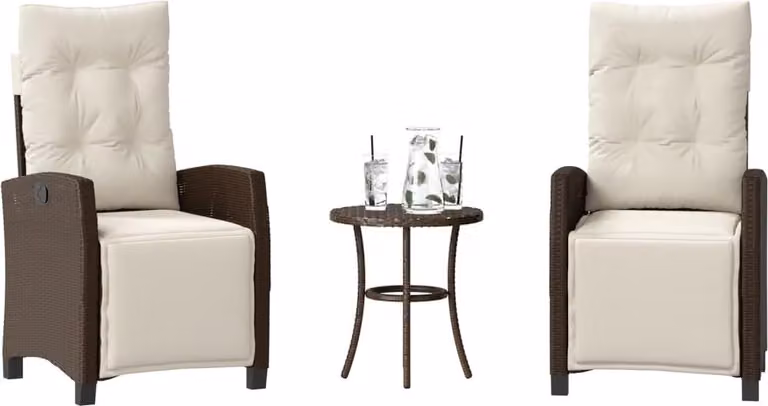 Maison Exclusive - Set da bistrot 3 pezzi con cuscini Marrone Poly Rattan