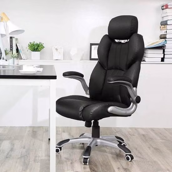 Ergonomica Bureaustoela con Meccanismo di Inclinazione - Sedia di Direttore Ergonomica - Sedia di Ufficio con Supporto Cervicale Regolabile in Altezza e Braccia Ripiegabili - Pelle di Qualità - Carico Elevato