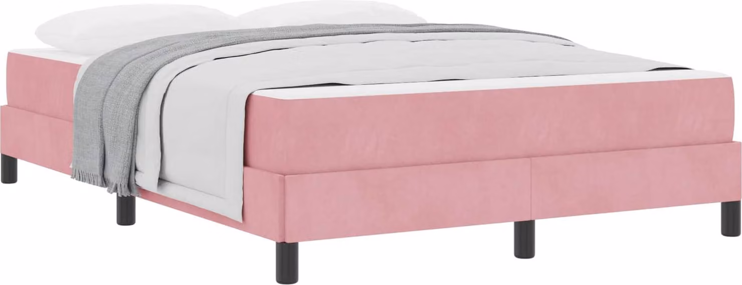 Letto a molle con materasso Rosa 140 x 190 cm Tessuto