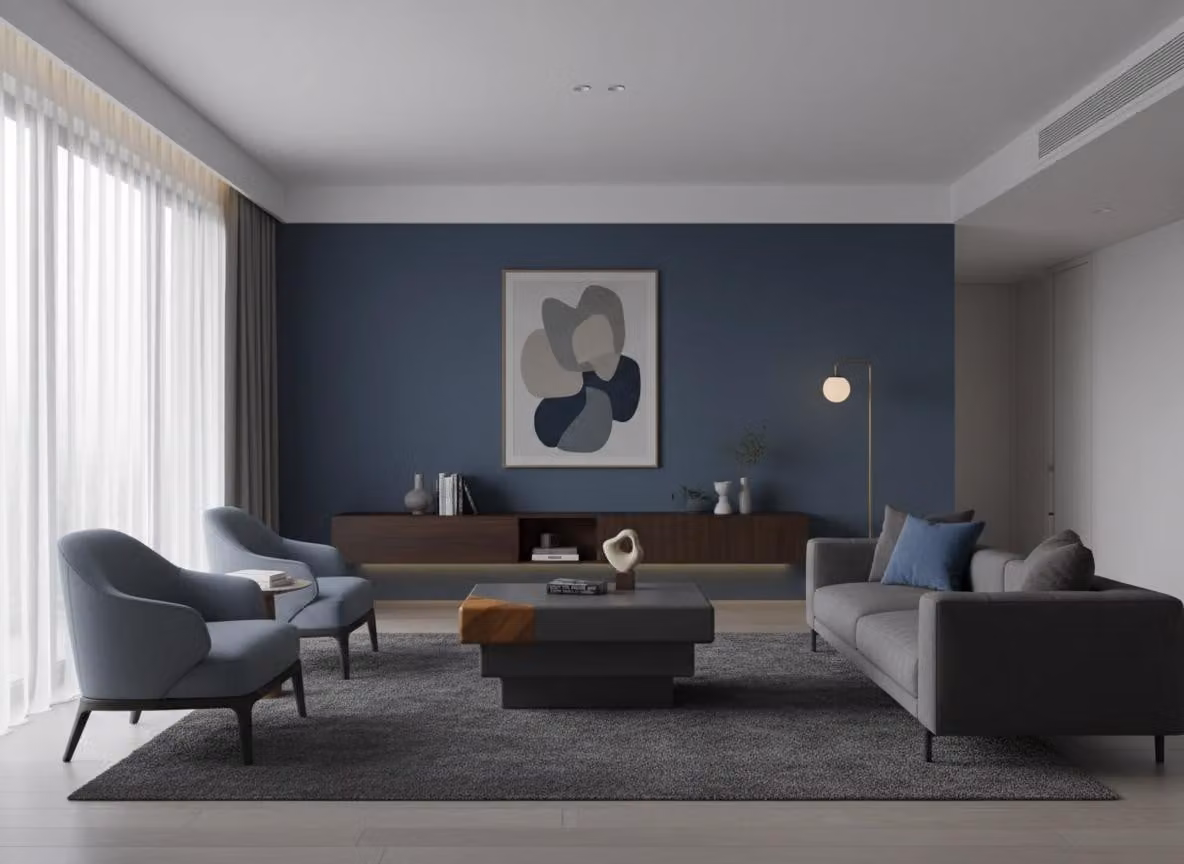 Tavolino da salotto moderno, minimalista, grigio, elegante, di classe e confortevole