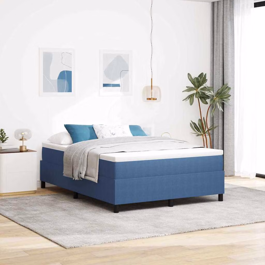 Maison Exclusive - Letto a molle Blu e Bianco 140 x 190 cm Tessuto in Cords