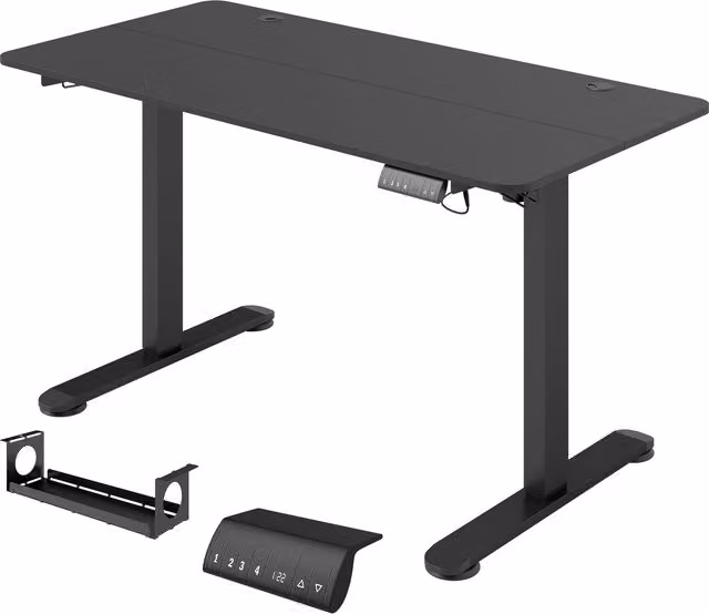 Scrivania regolabile in altezza Vinsetto per computer, colore nero, L: 140 cm, P: 70 cm, H: 116 cm