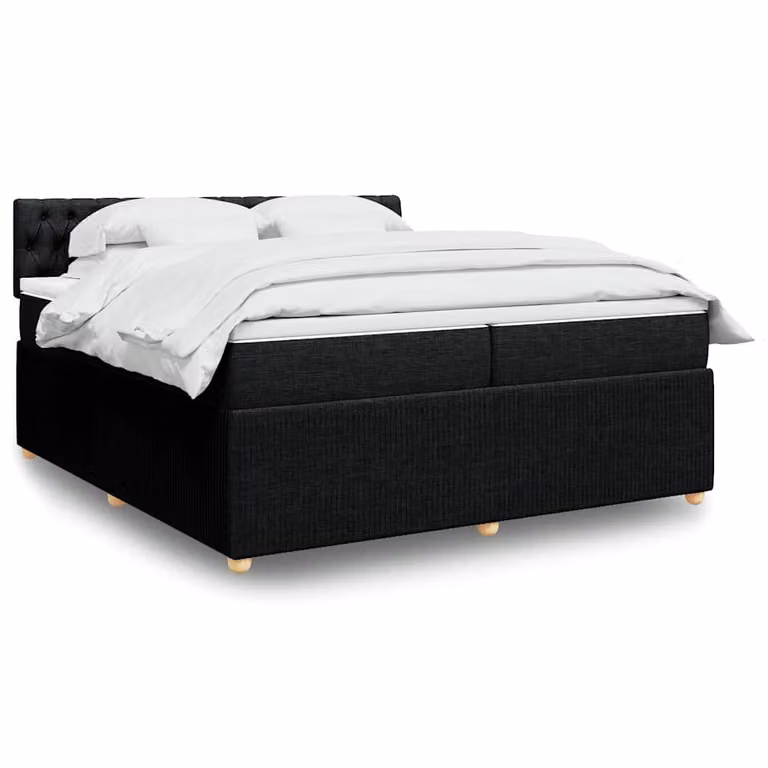 vidaXL Giroletto a Molle Ibrido con Materasso in Tessuto Nero 200x200 cm
