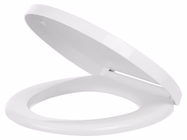 Copertura per WC universale con sistema di abbattimento automatico, colore bianco