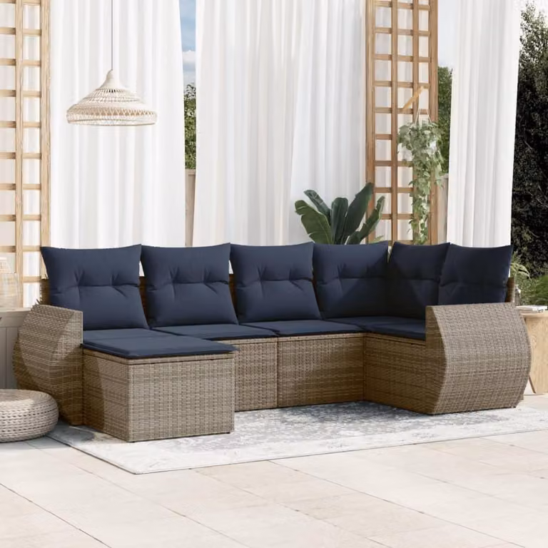 Maison Exclusive - Set di 6 divani da giardino con cuscini, grigio, polyrattan