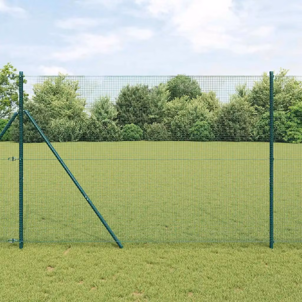 Recinzione in rete saldata vidaXL in acciaio e PVC, colore verde, L: 2500 cm, H: 150 cm