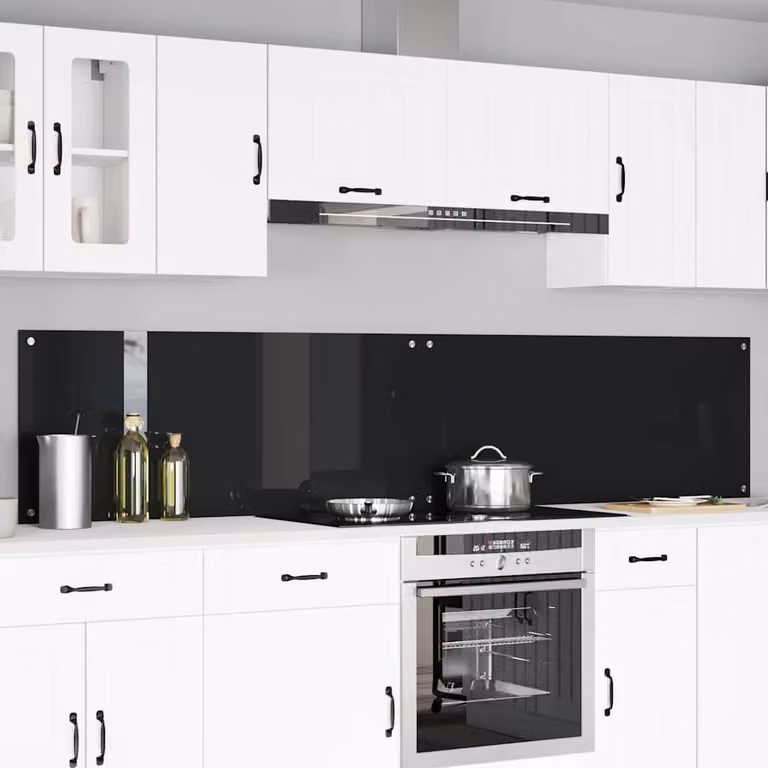 Set di 2 schienali da cucina vidaXL in vetro temperato nero, L: 120 cm, P: 50 cm