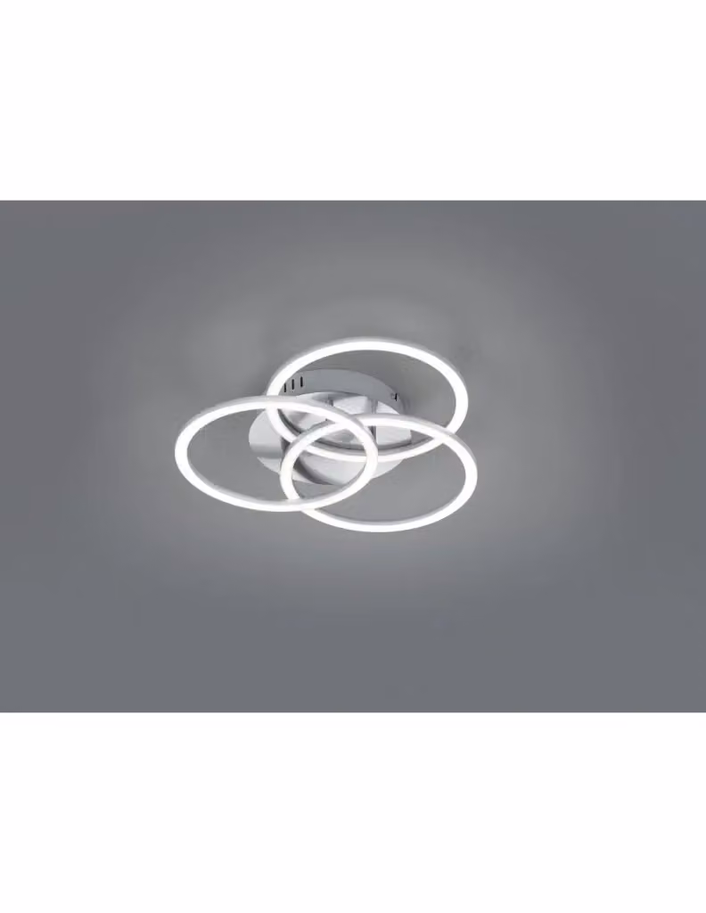 Plafoniera LED Circle Trio Leuchten con 3 Anelli Orientabili, Dimmerabile e con Telecomando, Colore Argento e Bianco – 2