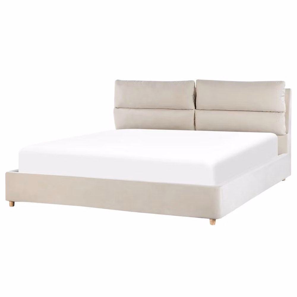 Letto matrimoniale con contenitore Beliani in velluto beige L: 180 cm, P: 200 cm, H: 105 cm, 90 cm, 224 cm, 194 cm – 2