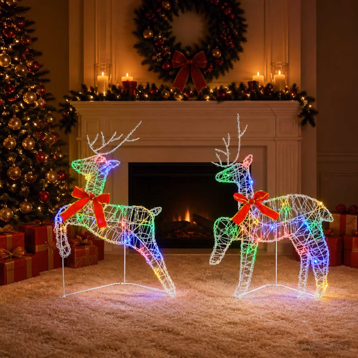 vidaXL Renna di Natale 2 pz 40 LED Multicolore 43 x 19 x 65 cm