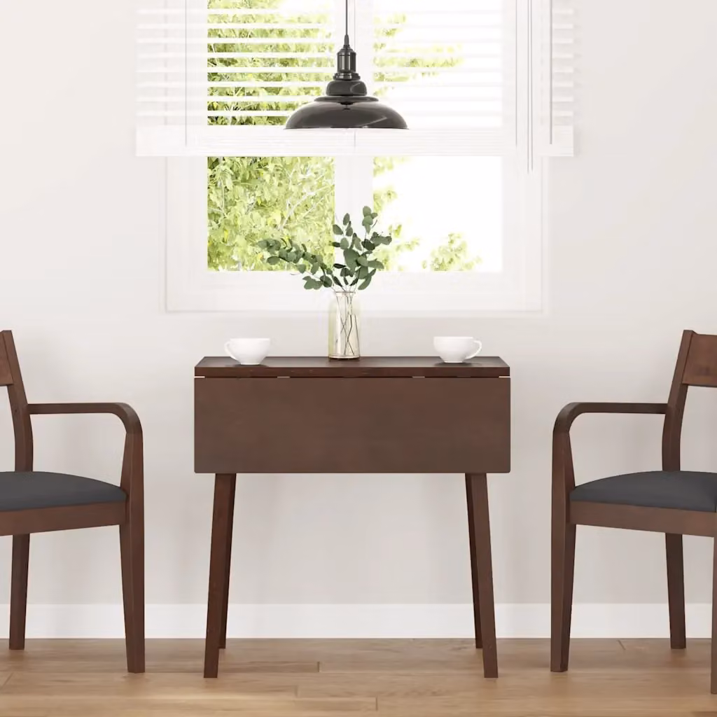 Tavolo da pranzo moderno con piano ribaltabile in legno di Hevea marrone – 2