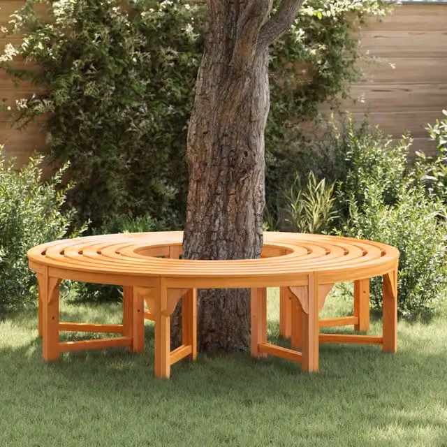 Panchina per Alberi 8 -Seater 2 pz 160 x 80 x 45cm Naturale 3324835