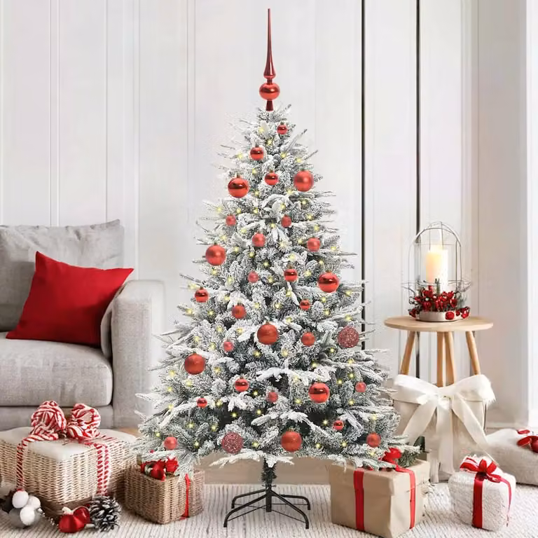 Albero di Natale artificiale verde vidaXL con luci LED bianco caldo e decorazioni