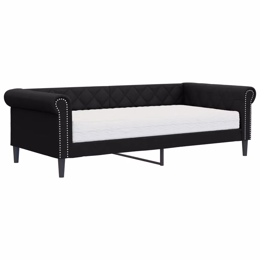 Divano Letto Moderno vidaXL con Materasso Nero in Similpelle per Soggiorno e Camera da Letto – 2
