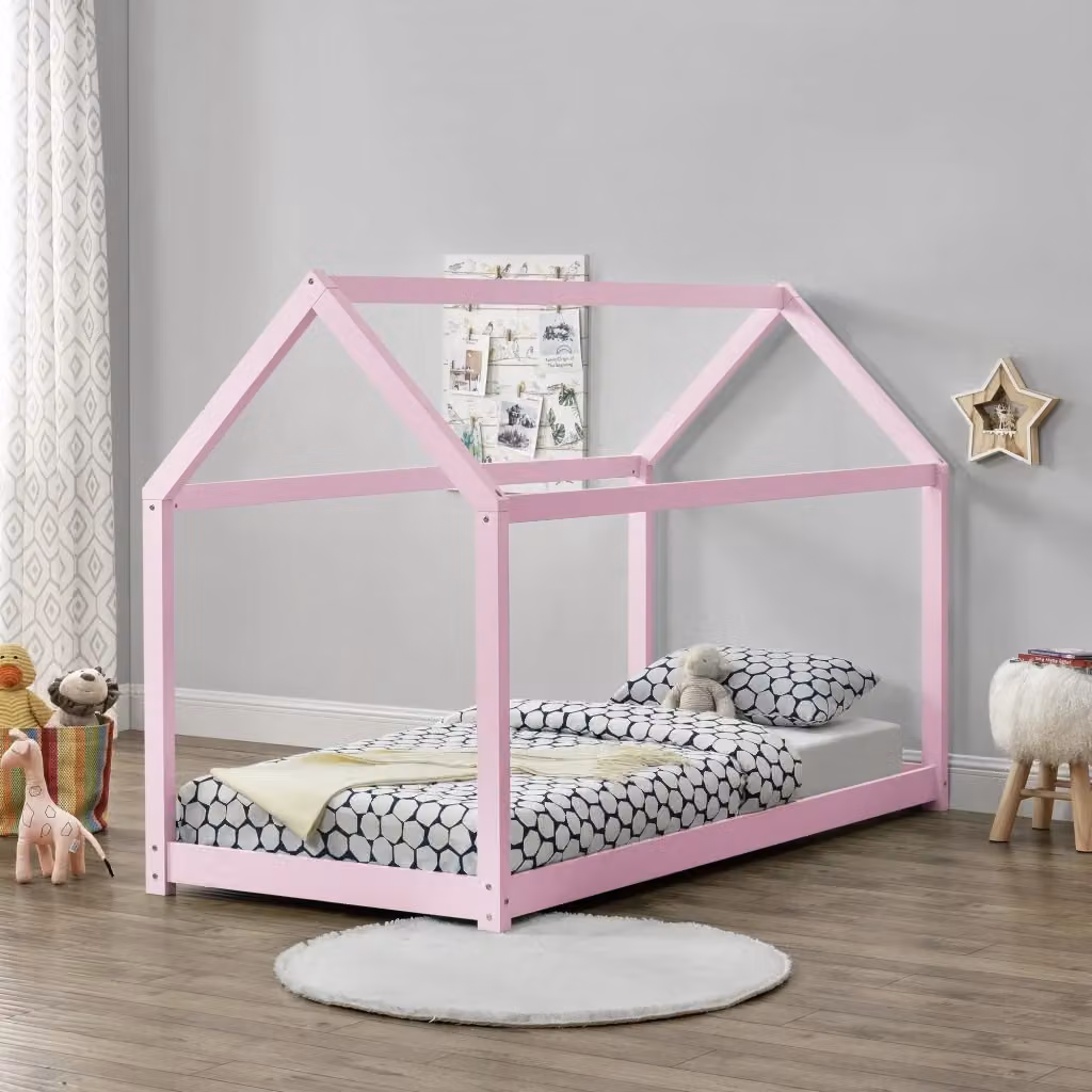 Letto per cameretta Netstal a forma di casetta en.casa in legno di pino rosa L/P: 200 x 90 cm – 2