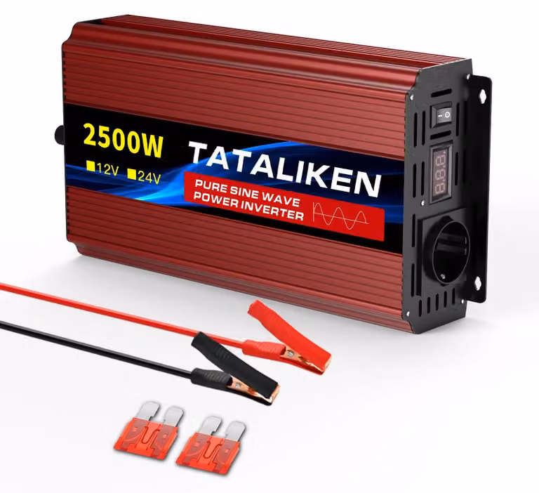 Inverter, 4 prese di corrente europee, ventola termostatica automatica, 2500W, standard europeo