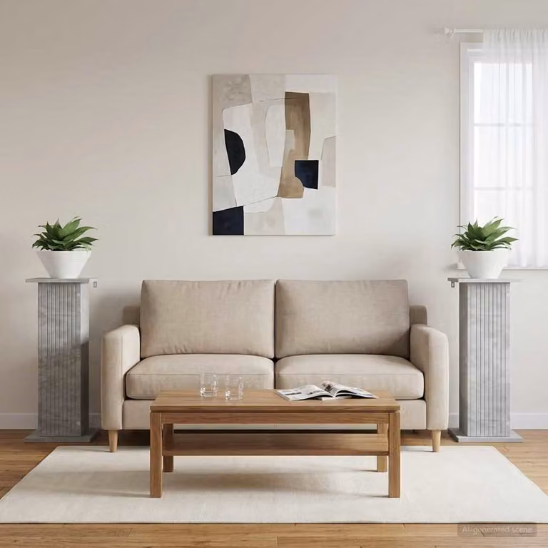 Set di 2 supporti per piante vidaXL in stile moderno, colore grigio cemento, L/P/H: 30,5 x 30,0 x 80,5 cm